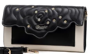 Rosette 3d Crystal Vegan Leather Mini Crossbody Clutch [RAS8526]